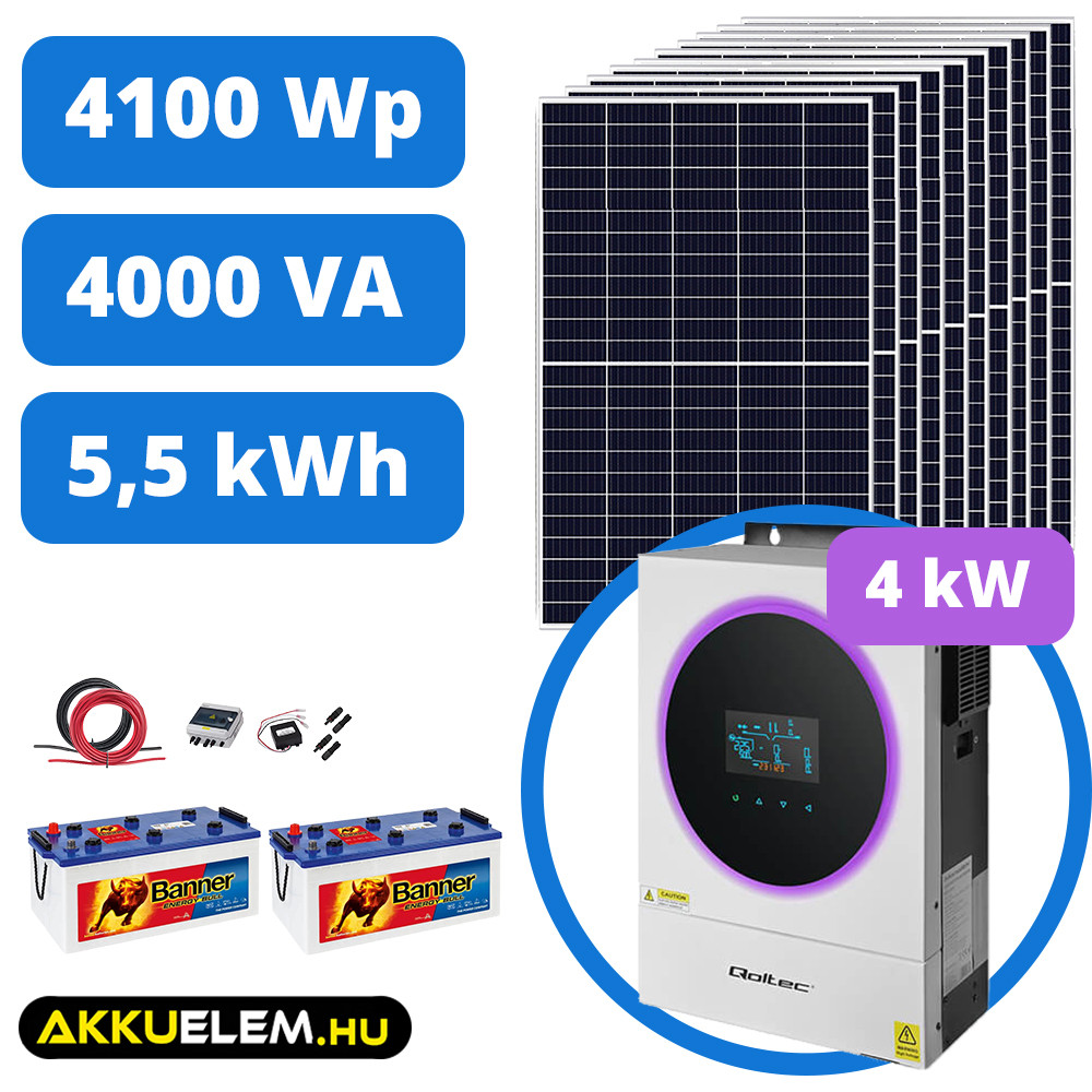   AKKUELEM PRO Napelemes Rendszer | 4kW Inverter | 4100W Solar | 24V/230Ah Banner akkumulátorok