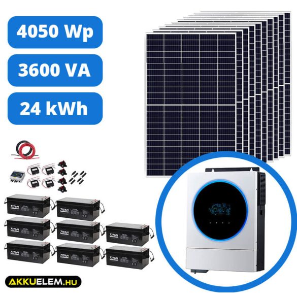 4050 W napelemes rendszer 1000Ah/24V energiatárolóval + VM IV 3600 inverter