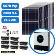   5670 W napelemes rendszer 500Ah/48V energiatárolóval + Max II 8000 inverter