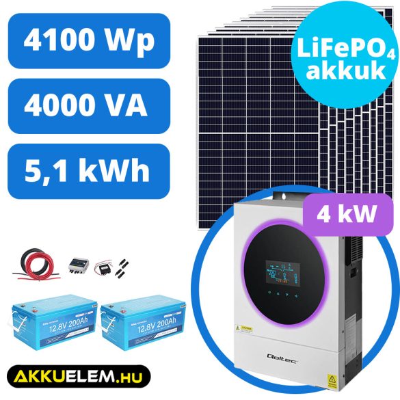AKKUELEM MAX Napelemes Rendszer | 4kW Inverter | 4100W Solar | 24V/200Ah Vestwood LIFEPO4