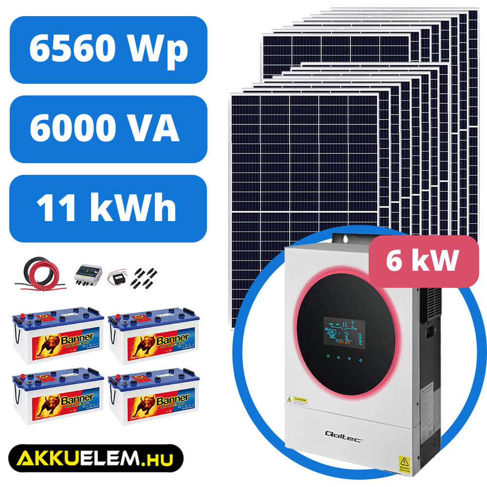 AKKUELEM PRO Napelemes Rendszer | 6kW Inverter | 6560W Solar | 48V/230Ah Banner akkumulátorok