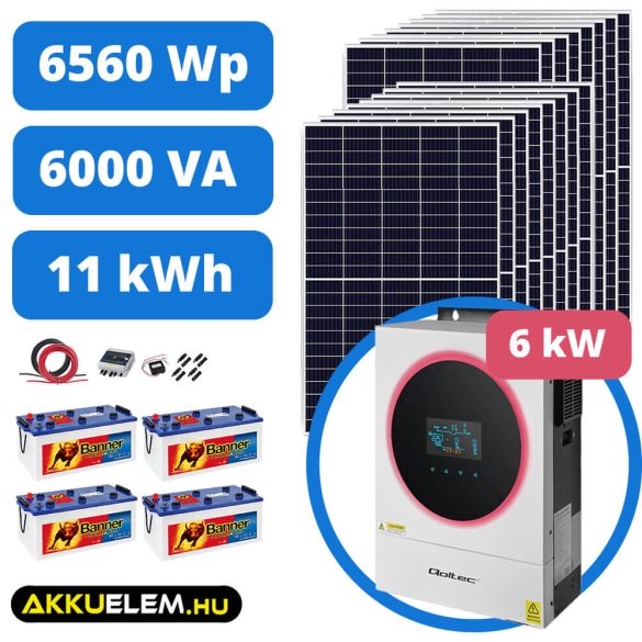 AKKUELEM PRO Napelemes Rendszer | 6kW Inverter | 6560W Solar | 48V/230Ah Banner akkumulátorok