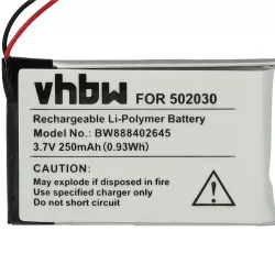   kerékpár GPS Computer Bosch 502030 - 250mAh 3.7V Li-polymer akku - VHBW