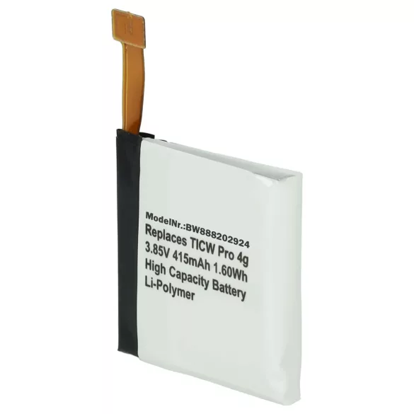 TicWatch SP452929SF - 415mAh 3.85V Li-polymer - szerszámok a csomagban - okosóra akku - VHBW