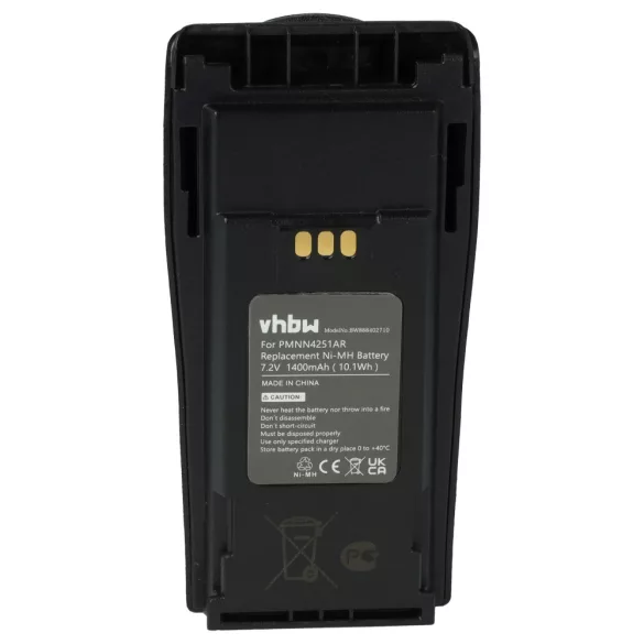 Motorola NNTN4497, NNTN4496AR, NNTN4496 - 1400mAh 7.2V NiMH övcsattal szerelt rádió akku - VHBW
