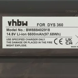   Dyson 970049-01, 968734-02- 6600mAh, 14.8V, Li-ion porszívó akku