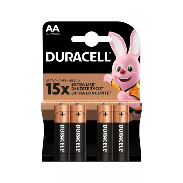 Duracell Basic LR6 AA alkáli ceruza elem MN1500 4db/csomag (ár/csomag)