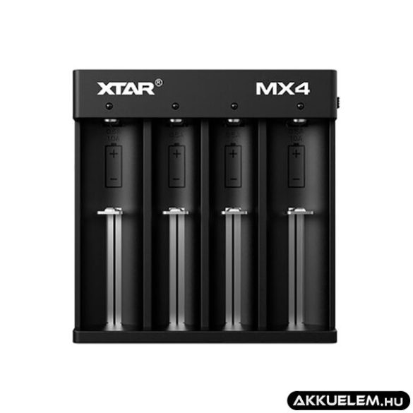 XTAR MX4 univerzális akkutöltő Ni-MH Li-ion 1,5V/3,7V LiFePO4 3,2V akkukhoz