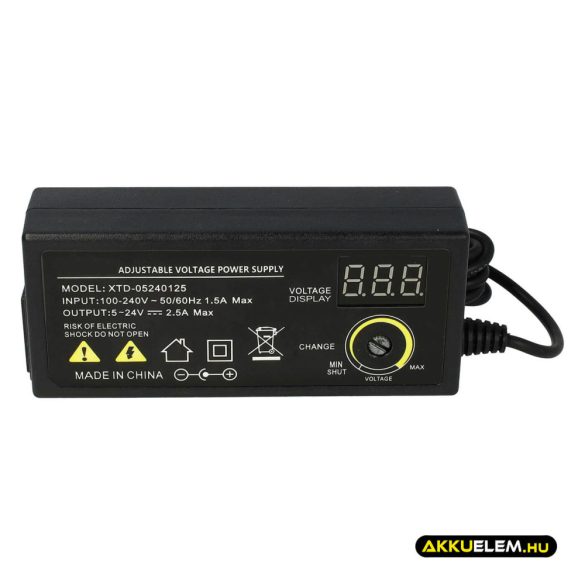 Univerzális adapter 5-23.2V 2.5A 10 féle csatlakozó, LCD kijelző