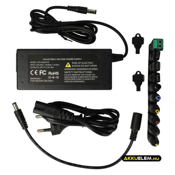 Univerzális adapter 5-23.2V 2.5A 10 féle csatlakozó, LCD kijelző