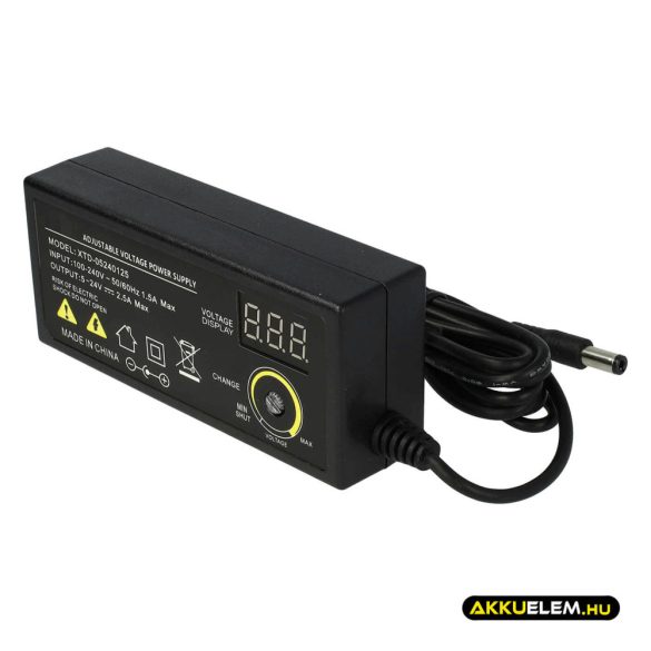 Univerzális adapter 5-23.2V 2.5A 10 féle csatlakozó, LCD kijelző