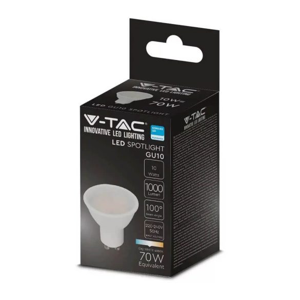 V-TAC GU10 SAMSUNG chipes LED-izzó 10W 110° 4000K 1000lm