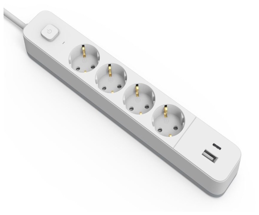 Hálózati hosszabbító 1xUSB-C 1xUSB-A 4xEU-foglalat Kapcsolóval 1.5m G1.5 Entac D2