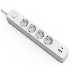   Hálózati hosszabbító 1xUSB-C 1xUSB-A 4xEU-foglalat Kapcsolóval 1.5m G1.5 Entac D2