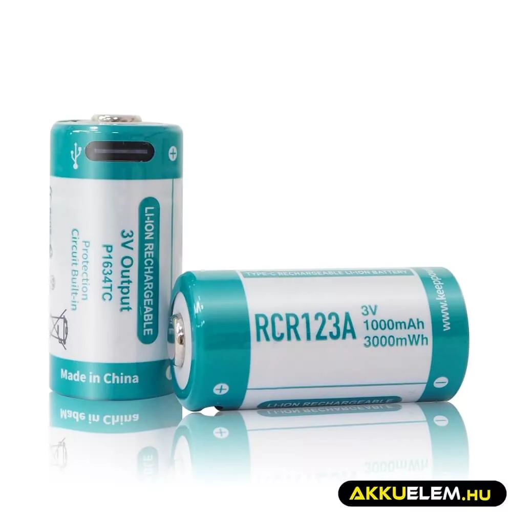 RCR123A akkumulátor 2 db 1000mAh USB-C KeepPower