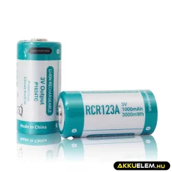 RCR123A akkumulátor 2 db 1000mAh USB-C KeepPower