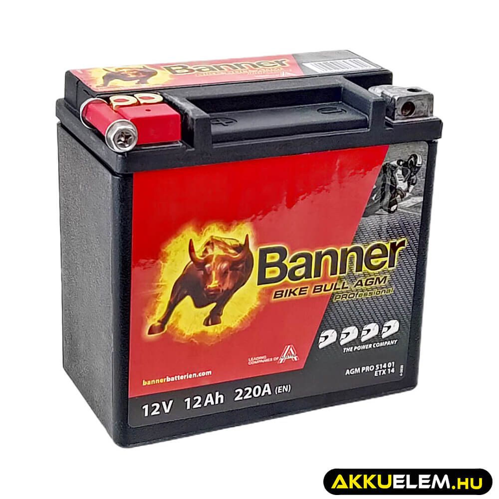 Banner Bike Bull PRO 12V 12Ah 220A motorkerékpár akkumulátor 51401 ETX14 / YTX14-BS