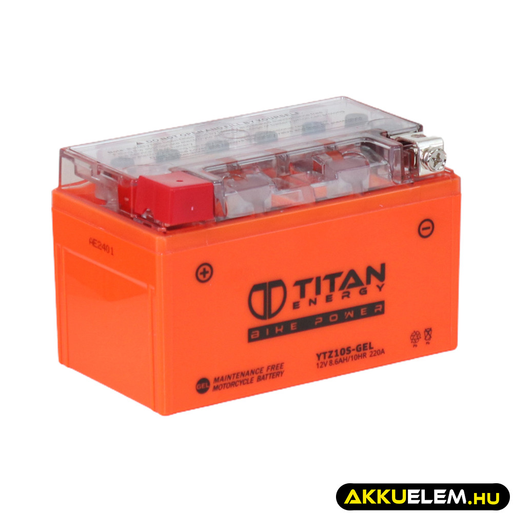 Titan Energy Bike Power YTZ10S-GEL 12V 8.6Ah 220A motorkerékpár akkumulátor BAL+