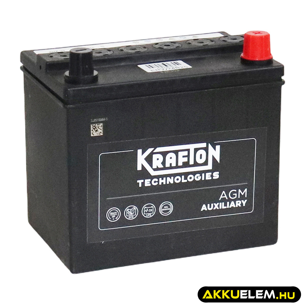   Krafton AGM AUX U1 12V 30Ah 300A JOBB+ Tesla utángy. kiegészítő akkumulátor