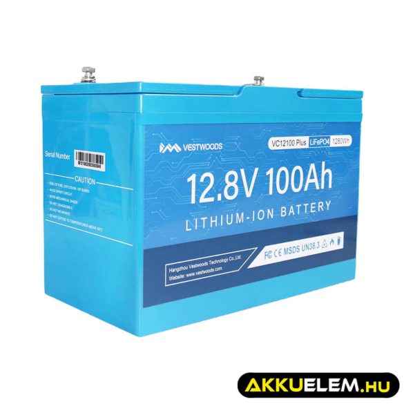 Vestwoods 12V 100Ah LiFePo4 akkumulátor