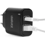 Hálózati Adapter USB + USB-C Type-C PD20W gyorstöltéssel Delight FEKETE