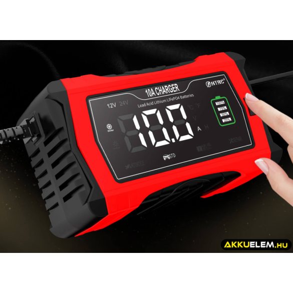 HTRC 12V/24V 10A Ólom és LiFePo4 akkutöltő