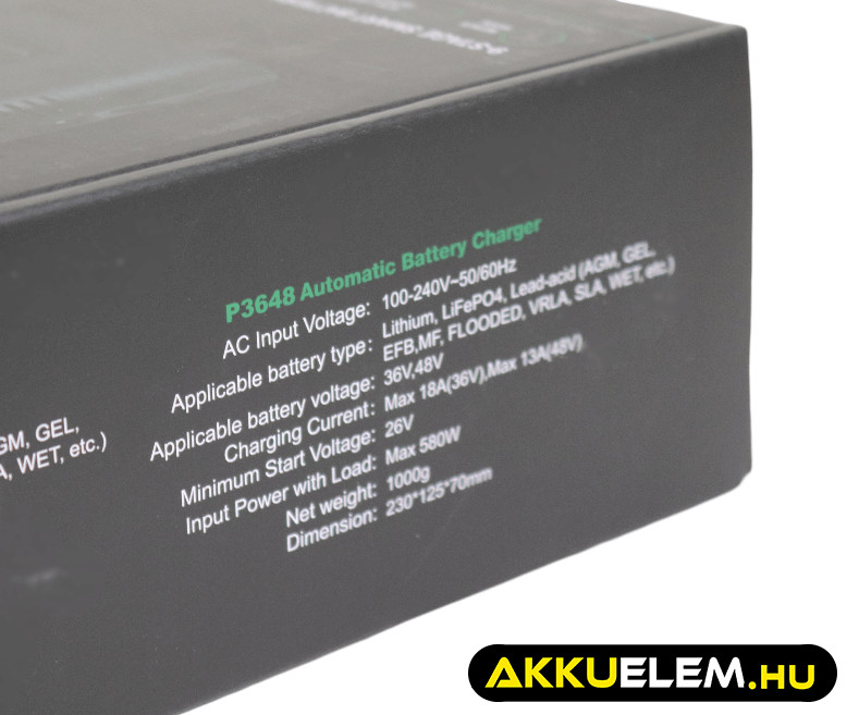 HTRC P3648 36V 18A / 48V 13A Ólom / LiFePO4 akkutöltő