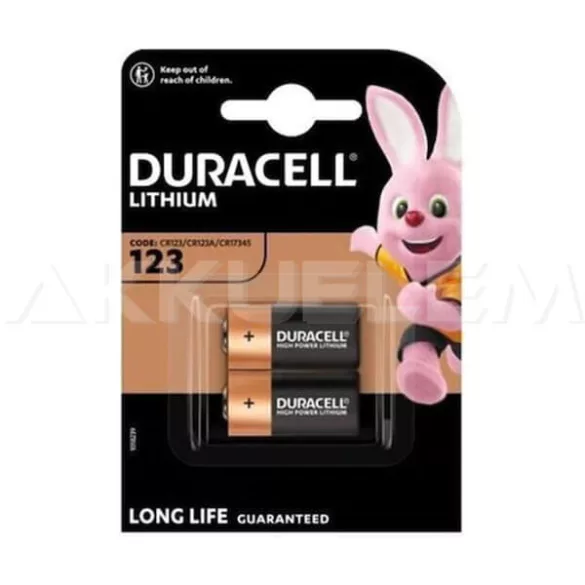 Duracell CR123A 3V lítium elem 2db/csomag (ár/csomag)