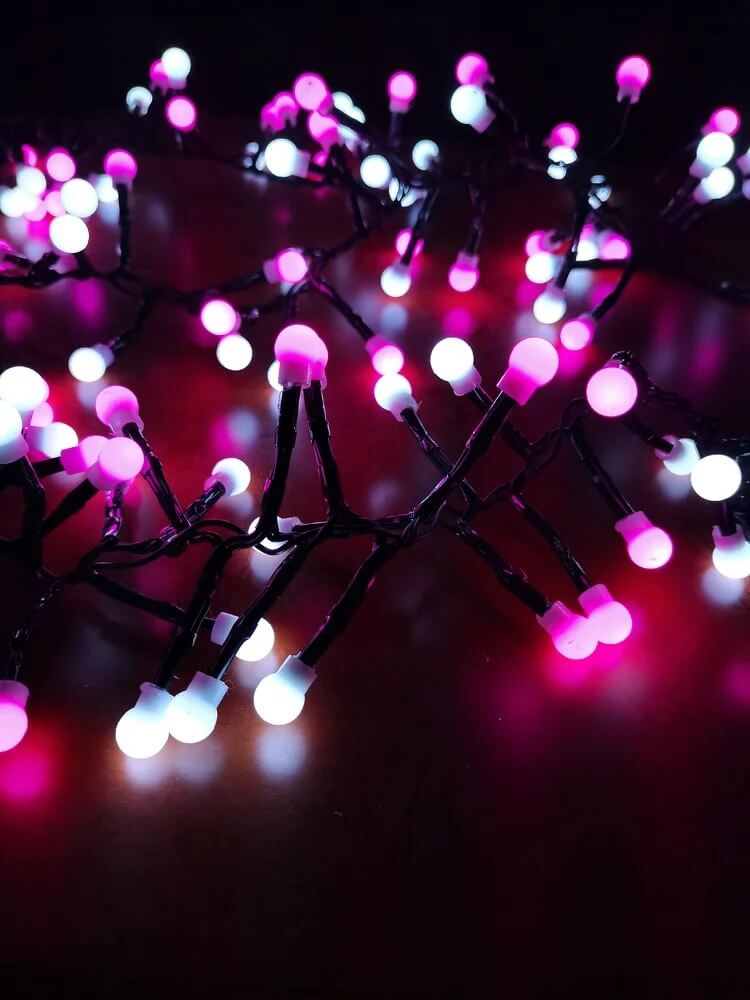 Karácsonyi füzér 288Led Pink 8módban állítható, kül/beltéri 3m