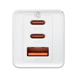 Baseus GaN5 Pro hálózati gyorstöltő, 2xUSB-C + USB, 65W (fehér)