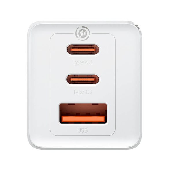 Baseus GaN5 Pro hálózati gyorstöltő, 2xUSB-C + USB, 65W (fehér)