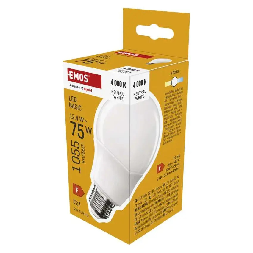 Classic E27 A60 12W (75W) 250° 4000K LED 1055lm NW Basic A+