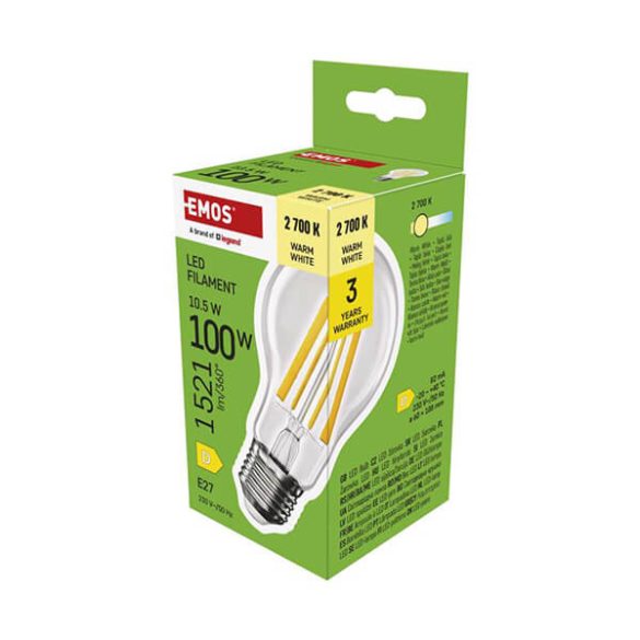 Classic E27 A60 10.5W (100w) 2700K LED-izzó 1521lm Filament WW