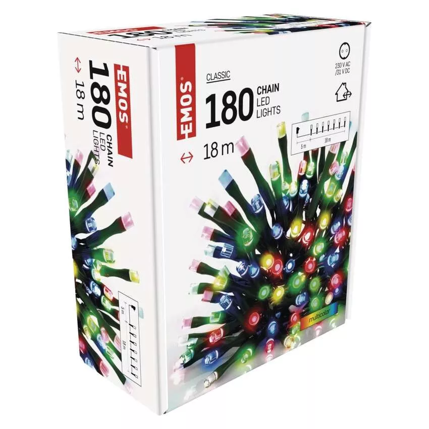 Karácsonyi fényfüzér 18m többszínű időzítős 180LED