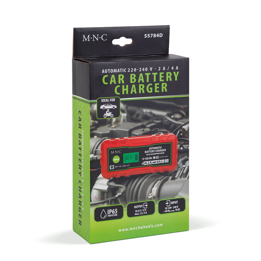 Autós akkumulátor töltő + LiFePO4 6/12V 2A 12V/4A IP65