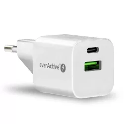 everActive USB töltő SC-390Q fehér QC3 + USB-C 30W GaN