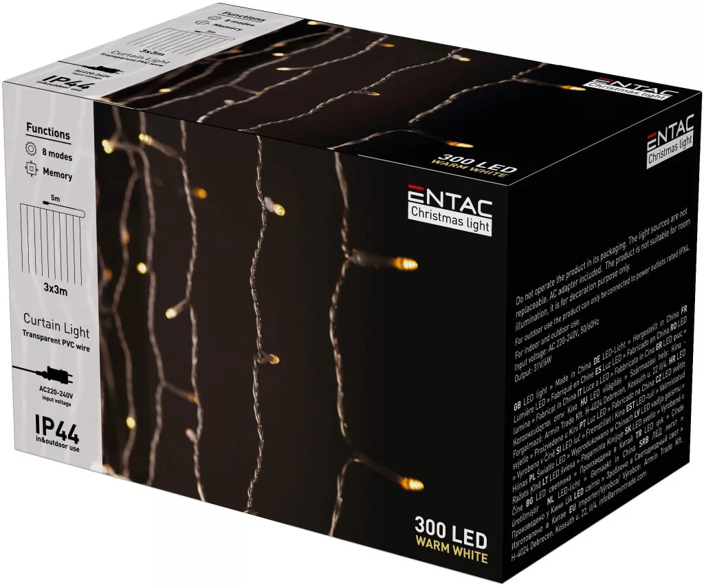 Karácsonyi Függöny IP44 300 LED 3x3m 8F Entac
