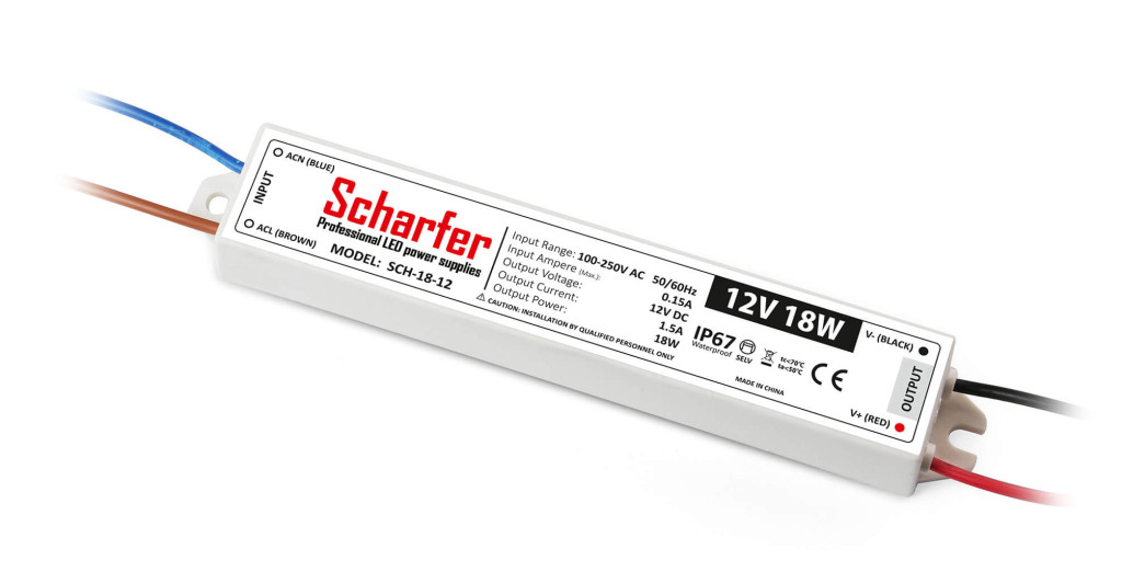 Scharfer 12V 1,5A 18W IP67 LED-tápegység SCH-18-12