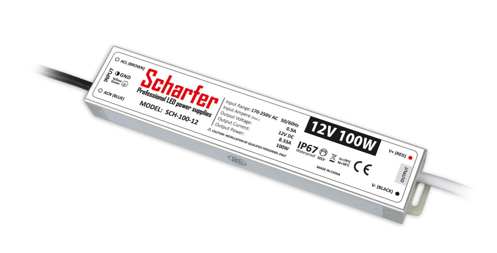 Scharfer 12V 100W 8,33A IP67 LED-tápegység SCH-100-12