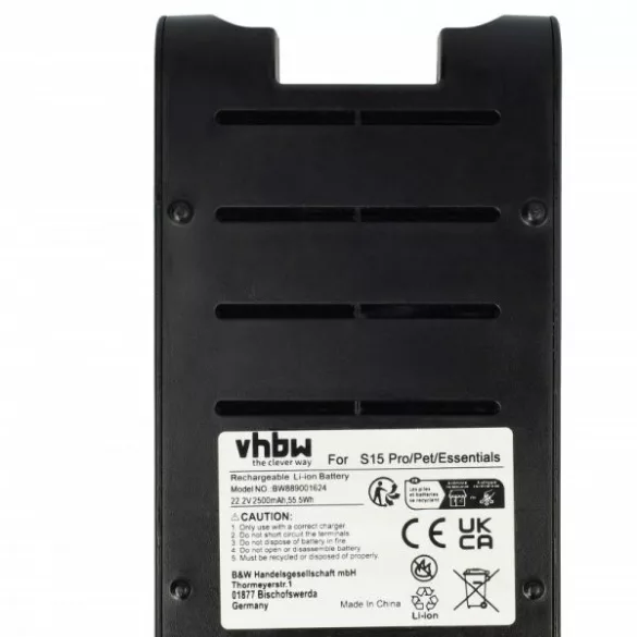 akku Tineco S15 Essentials, Pet, Pro 2500mAh, 22.2V, Li-Ion - Utángyártott porszívó akku - VHBW