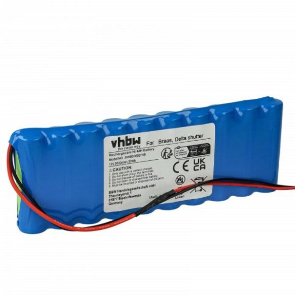Elektromos tolóajtó vezérlő akku - Baier / Delta / Braas - 2600 mAh 12 V NiMH - utángyártott akku