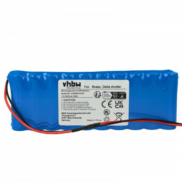 Elektromos tolóajtó vezérlő akku - Baier / Delta / Braas - 2600 mAh 12 V NiMH - utángyártott akku
