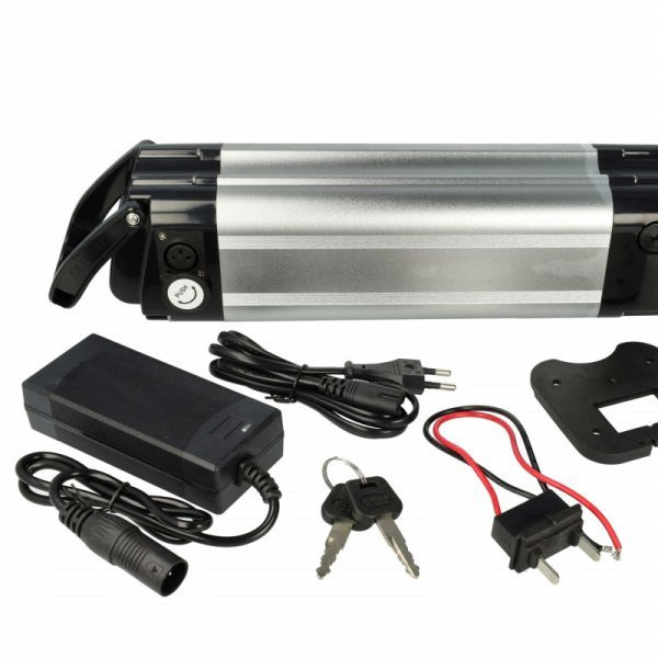 elektromos kerékpár akku - Prophete Alu-Rex / Hagebaumarkt / Hofer / Praktiker / Aldi - 10.4 Ah 24 V Li-Ion, fekete / s - Utángyártott