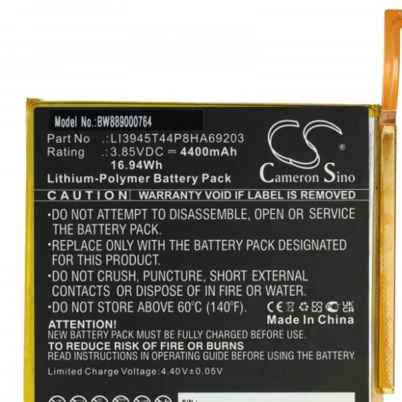 ZTE LI3945T44P8HA69203 - 4400 mAh 3.85 V Li-polymer - Utángyártott tablet akku