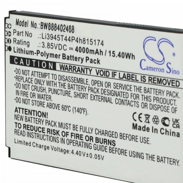 Mobil Router ZTE Li3945T44P4h815174 - 4000 mAh 3.85 V Li-polymer - Utángyártott akku