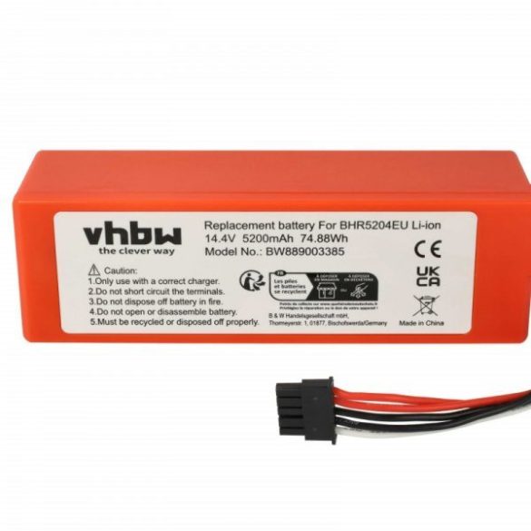 Xiaomi BYD D099-4S2P, 4INR19/66-2, 260S-INR-MH1-4S1P for Xiaomi 5200mAh, 14.4V, Li-Ion - Utángyártott porszívó akku