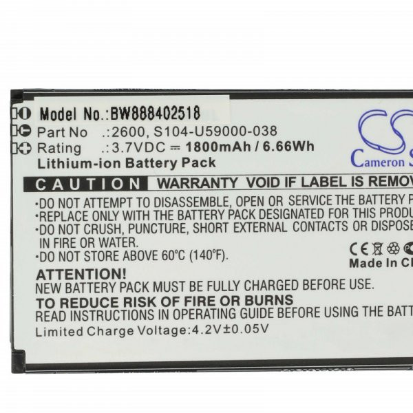 Wiko 2600, S104-U59000-038 - 1800 mAh 3.7 V Li-Ion - Utángyártott telefon akku