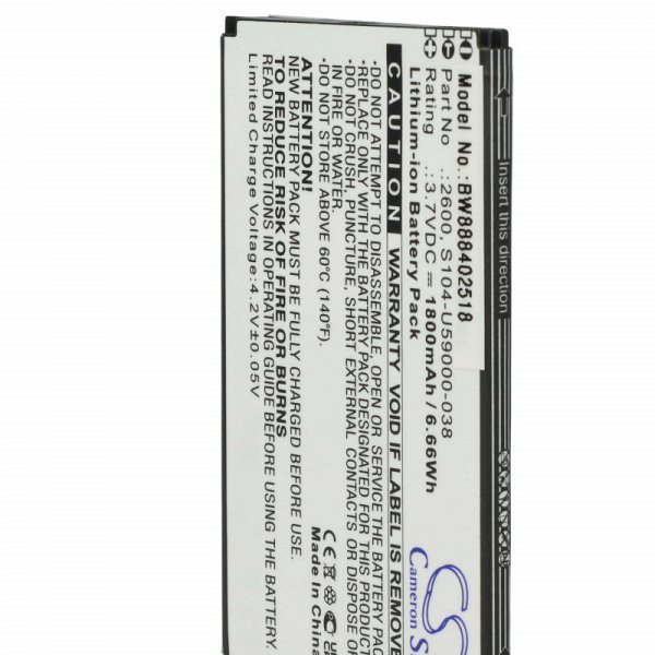 Wiko 2600, S104-U59000-038 - 1800 mAh 3.7 V Li-Ion - Utángyártott telefon akku