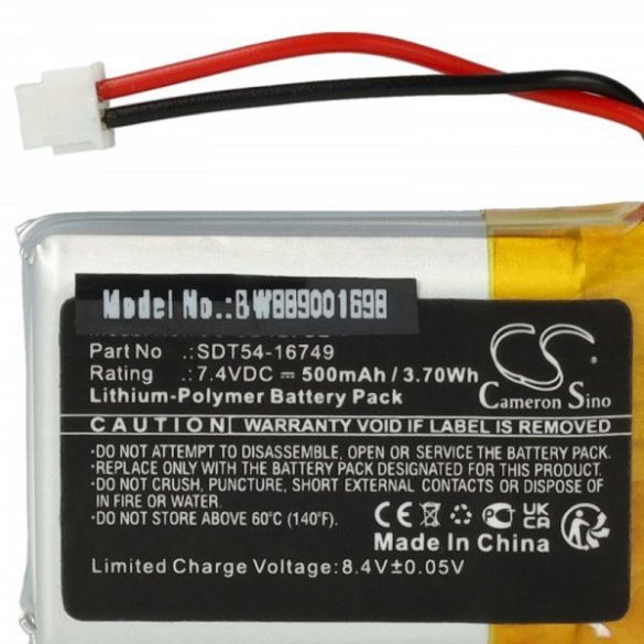 Kutya nyakörv SportDOG SD-1275E, SD-875E - 500 mAh 7.4 V Li-polymer - Utángyártott akku