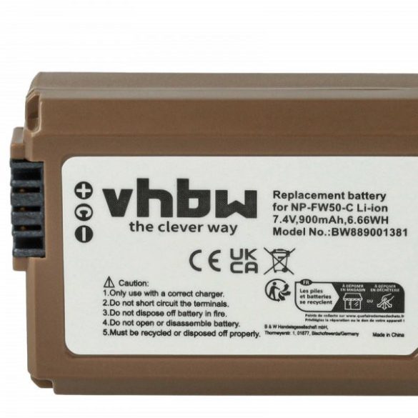 Sony NP-FW50 - 900mAh, 7.4V, Li-Ion Info Chip, USB C Socket - Utángyártott Kamera akku